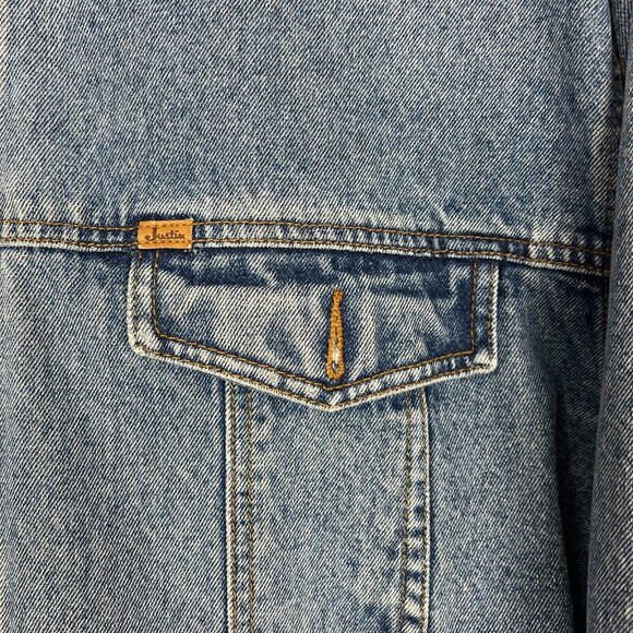 Justin Boots Denim Jean Jacket Mens XL Blue Pockets Workgear Exclusive Cotton - Picture 4 of 11